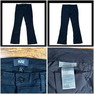 Paige Jeans Women's 31 High Rise Manhattan Black Stretch Flared Comfort Denim